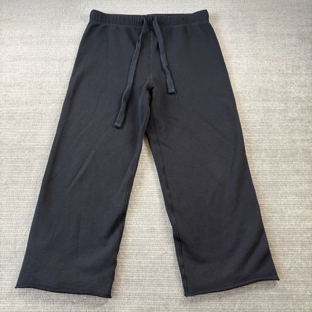 Frank & Eileen Sweat Pants Women M Black Straight Leg Cropped Hem Casual Stretch